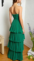 Strapless Pink Ruffle Long Prom Dress, AST1583 Strapless Pink Ruffle Long Prom Dress, AST1583