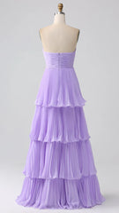 Strapless Pink Ruffle Long Prom Dress, AST1583 Strapless Pink Ruffle Long Prom Dress, AST1583