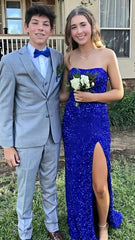 Strapless Red Sequin Long Evening Prom Dress, AST1586 Strapless Red Sequin Long Evening Prom Dress, AST1586