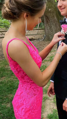 Sweet Pink Lace Mermaid Long Prom Dress,AST1637 Sweet Pink Lace Mermaid Long Prom Dress,AST1637