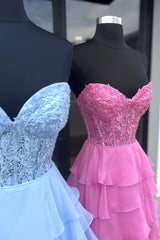 Sweetheart Applique Beaded Chiffon Prom Dress With Ruffle Skirt, AST1502 Sweetheart Applique Beaded Chiffon Prom Dress With Ruffle Skirt, AST1502