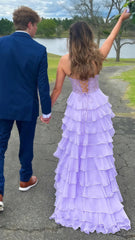 Sweetheart Appliques Chiffon Ruffle Prom Dress,AST1643 Sweetheart Appliques Chiffon Ruffle Prom Dress,AST1643