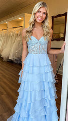 Sweetheart Appliques Chiffon Ruffle Prom Dress,AST1643 Sweetheart Appliques Chiffon Ruffle Prom Dress,AST1643