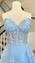 Sweetheart Appliques Chiffon Ruffle Prom Dress,AST1643 Sweetheart Appliques Chiffon Ruffle Prom Dress,AST1643