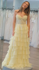 Sweetheart Appliques Chiffon Ruffle Prom Dress,AST1643 Sweetheart Appliques Chiffon Ruffle Prom Dress,AST1643