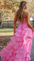 Sweetheart Appliques Chiffon Ruffle Prom Dress,AST1643 Sweetheart Appliques Chiffon Ruffle Prom Dress,AST1643