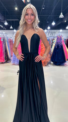 Sweetheart Black Satin Long Prom Dress, AST1568 Sweetheart Black Satin Long Prom Dress, AST1568
