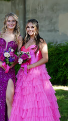 Sweetheart Pink A-Line Long Prom Dress, Tulle Ruffle Evening Gown, AST1534 Sweetheart Pink A-Line Long Prom Dress, Tulle Ruffle Evening Gown, AST1534