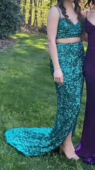Two Pieces Sequin Long Prom Dress, AST1557 Two Pieces Sequin Long Prom Dress, AST1557