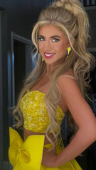 Two Pieces Yellow Prom Dress, Beaded Evening Dress, AST1550 Two Pieces Yellow Prom Dress, Beaded Evening Dress, AST1550