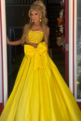 Two Pieces Yellow Prom Dress, Beaded Evening Dress, AST1550 Two Pieces Yellow Prom Dress, Beaded Evening Dress, AST1550