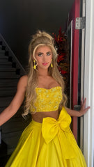 Two Pieces Yellow Prom Dress, Beaded Evening Dress, AST1550 Two Pieces Yellow Prom Dress, Beaded Evening Dress, AST1550