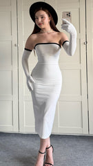 Vintage White Black Bodycon Evening Prom Dress, AST1496 Vintage White Black Bodycon Evening Prom Dress, AST1496