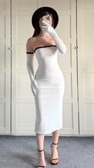 Vintage White Black Bodycon Evening Prom Dress, AST1496 Vintage White Black Bodycon Evening Prom Dress, AST1496
