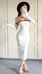 Vintage White Black Bodycon Evening Prom Dress, AST1496 Vintage White Black Bodycon Evening Prom Dress, AST1496