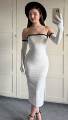 Vintage White Black Bodycon Evening Prom Dress, AST1496 Vintage White Black Bodycon Evening Prom Dress, AST1496