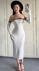 Vintage White Black Bodycon Evening Prom Dress, AST1496 Vintage White Black Bodycon Evening Prom Dress, AST1496