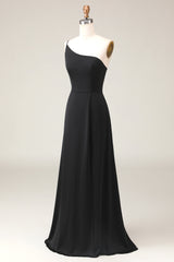 Black A-line Chiffon One Shoulder Floor Length Bridesmaid Dress Black A-line Chiffon One Shoulder Floor Length Bridesmaid Dress