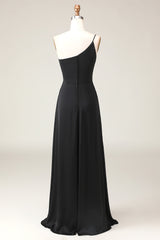 Black A-line Chiffon One Shoulder Floor Length Bridesmaid Dress Black A-line Chiffon One Shoulder Floor Length Bridesmaid Dress