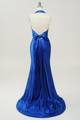 Royal Blue Halter Lace Up Backless Prom Dress Royal Blue Halter Lace Up Backless Prom Dress