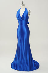 Royal Blue Halter Lace Up Backless Prom Dress Royal Blue Halter Lace Up Backless Prom Dress
