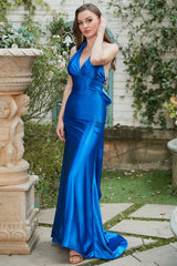 Royal Blue Halter Lace Up Backless Prom Dress Royal Blue Halter Lace Up Backless Prom Dress