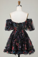 Off the Shoulder A Line Printed Cute Homecoming Dress Off the Shoulder A Line Printed Cute Homecoming Dress