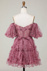 Off the Shoulder A Line Printed Cute Homecoming Dress Off the Shoulder A Line Printed Cute Homecoming Dress