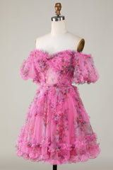 Off the Shoulder A Line Printed Cute Homecoming Dress Off the Shoulder A Line Printed Cute Homecoming Dress