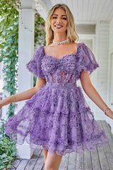 Off the Shoulder A Line Printed Cute Homecoming Dress Off the Shoulder A Line Printed Cute Homecoming Dress