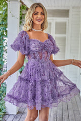 Off the Shoulder A Line Printed Cute Homecoming Dress Off the Shoulder A Line Printed Cute Homecoming Dress