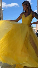 Yellow Prom Dress, Chiffon Prom Evening Dress, A-Line Graduation Dress, Senior Prom Dress,AST1613 Yellow Prom Dress, Chiffon Prom Evening Dress, A-Line Graduation Dress, Senior Prom Dress,AST1613