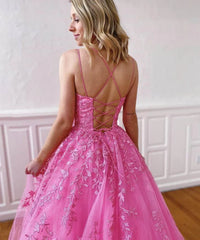 A-line Round Neck Tulle Lace Prom Dresses Formal Dresses,AST1242 A-line Round Neck Tulle Lace Prom Dresses Formal Dresses,AST1242