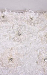 Beaded Short Tulle Wedding Dress With Lace Bodice and Straight Neckline Beaded Short Tulle Wedding Dress With Lace Bodice and Straight Neckline