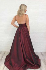 Charming Satin Prom Dress Burgundy Prom Dress V Neck Prom Dress,AST1295 Charming Satin Prom Dress Burgundy Prom Dress V Neck Prom Dress,AST1295