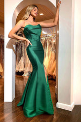 Dark Green Soft Satin Sweetheart Front Split Ruffles Prom Dress Dark Green Soft Satin Sweetheart Front Split Ruffles Prom Dress