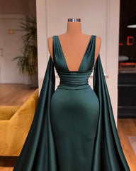 Dark Green V-Neck Sleeveless Sheath Ruffles Prom Dress Dark Green V-Neck Sleeveless Sheath Ruffles Prom Dress