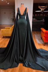 Dark Green V-Neck Sleeveless Sheath Ruffles Prom Dress Dark Green V-Neck Sleeveless Sheath Ruffles Prom Dress