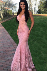 Fashion Pink Spaghetti Straps Lace Floor Length Prom Dress Fashion Pink Spaghetti Straps Lace Floor Length Prom Dress