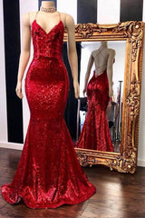 Fashion Red Spaghetti Straps Appliques Sequins Open Back Prom Dress Fashion Red Spaghetti Straps Appliques Sequins Open Back Prom Dress