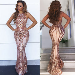 Fashion Sheath Sequins Sleeveless Open Back Prom Dress Fashion Sheath Sequins Sleeveless Open Back Prom Dress