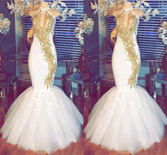 Fashion White Halter Sleeveless Tulle Appliques Prom Dress Fashion White Halter Sleeveless Tulle Appliques Prom Dress