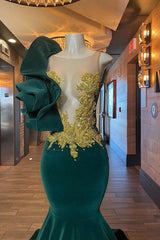Glamorous Green Sheer Tulle Scoop Mermaid Appliques Sleeveless Prom Dress Glamorous Green Sheer Tulle Scoop Mermaid Appliques Sleeveless Prom Dress