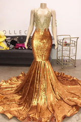 Gold Brown Halter Mermaid Velvet Beadings Prom Dress Gold Brown Halter Mermaid Velvet Beadings Prom Dress
