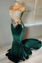 Green Velvet Mermaid Beadings Sheer Tulle Sexy Prom Dress Green Velvet Mermaid Beadings Sheer Tulle Sexy Prom Dress