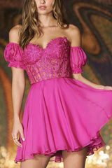 A line Sweetheart Lace Sticker Pink Short Homecoming Dress A line Sweetheart Lace Sticker Pink Short Homecoming Dress