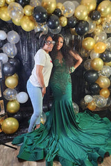 Newest Dark Green Crystal Mermaid Prom Dresses with Beadings Newest Dark Green Crystal Mermaid Prom Dresses with Beadings