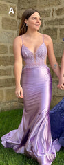 Style A, Lilac Mermaid Beaded Long Prom Dress, AST1510 Style A, Lilac Mermaid Beaded Long Prom Dress, AST1510