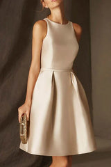 A line gemstone champagne satin short Homecoming Dresses A line gemstone champagne satin short Homecoming Dresses