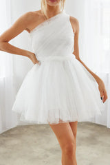 A-shaped one shoulder sheer short Homecoming Dresses A-shaped one shoulder sheer short Homecoming Dresses